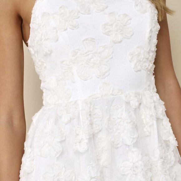 NWT Lulus Delightful Charisma White Embroidered Sequin Mesh Midi Dress​ - Picture 3 of 8
